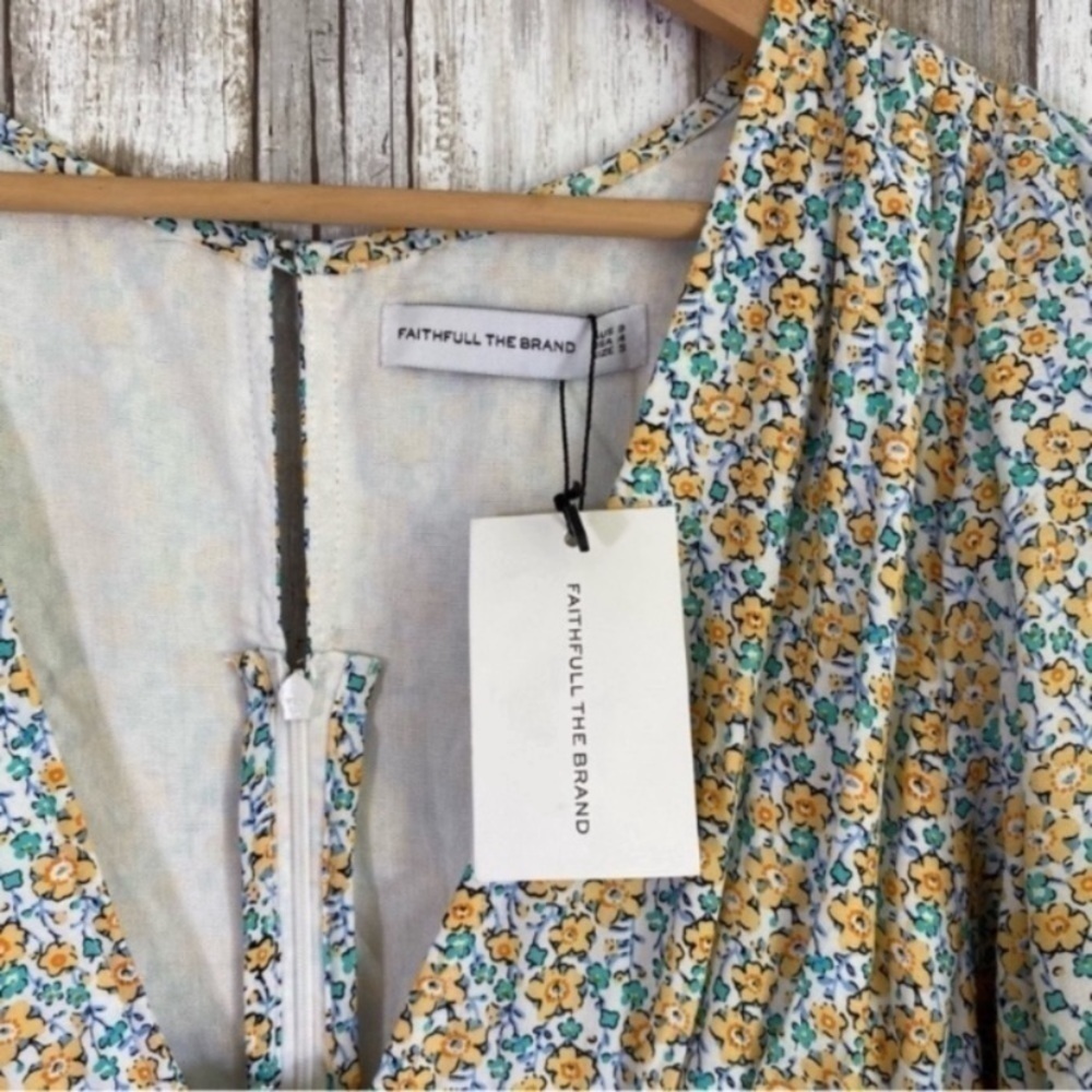 NWT Faithfull The Brand Patrinico Sabinosa Floral Midi Dress Puff Sleeve 4 - Picture 7 of 8